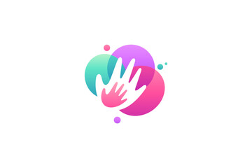 Charity logo with hand symbol in colorful design