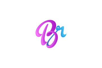 Logo design of letters br, b and r in handwritten monogram design style