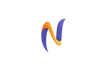 Fototapeta premium N letter logo in simple design style