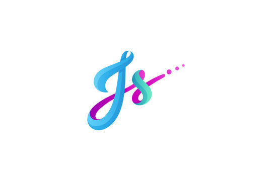 js, j and s logo design template in colorful gradient design style