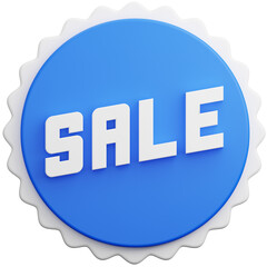 blue sale promotion label 3d render