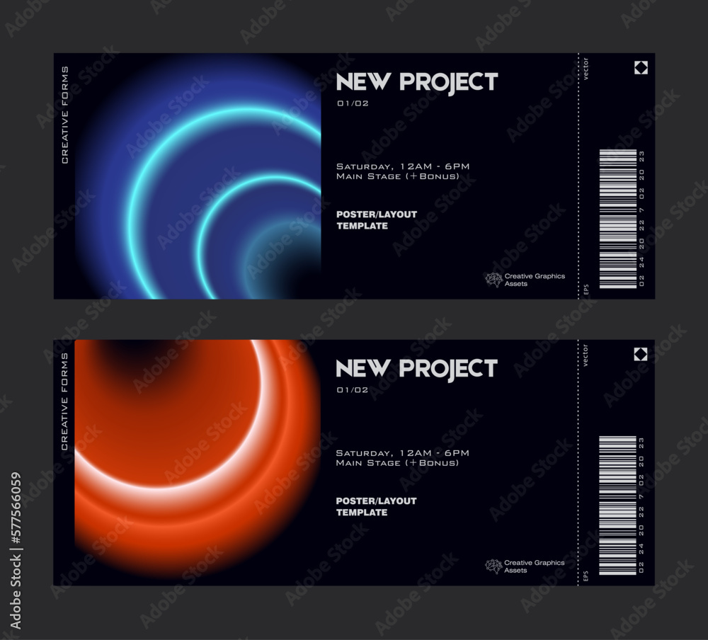 Poster gradient aesthetic art modern ticket design. template layout with blurred digital gradient.