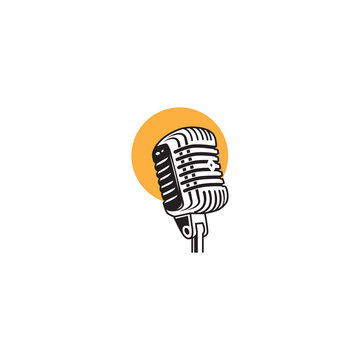 retro microphone on a white background