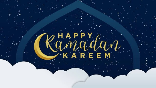 Happy Ramadan Kareem greeting card with half moon on luxury background.
