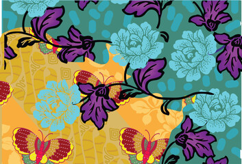 Indonesian batik motifs with very distinctive plant patterns