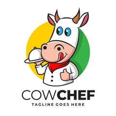 Cute cartoon chef logo vector