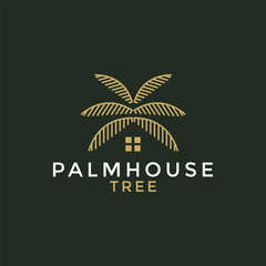 Fototapeta premium illustration vector graphic palm house tree logo design minimalist luxury