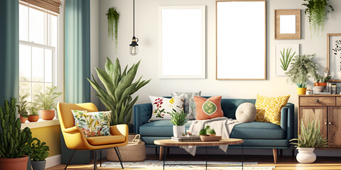 boho living room mockup, living room pictures mockup, modern boho living room mockup, cozy living room mockup, couch living room mockup, generative ai