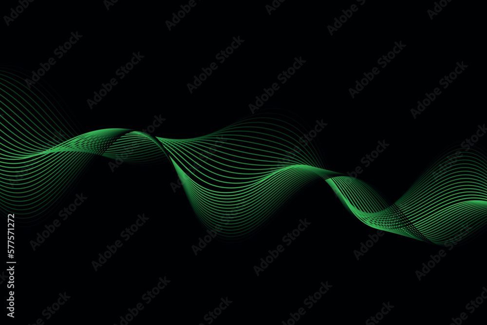 Poster green and black wave abstract background, suitable for landing page and computer desktop background.