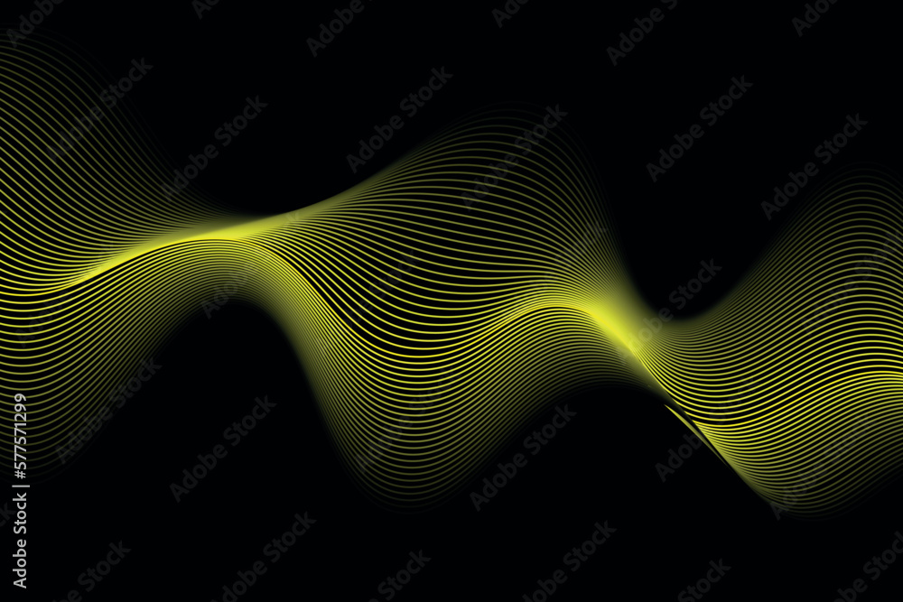 Poster yellow and black wave abstract background, suitable for landing page and computer desktop background
