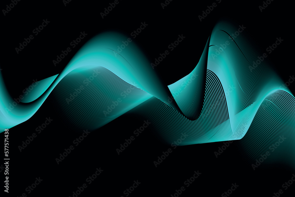 Poster blue light and black lines. wave abstract background, suitable for landing page and computer desktop