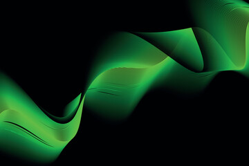 green and black wave abstract background, suitable for landing page and computer desktop background. 3d vector