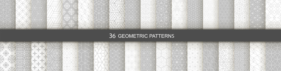Set of Geometric seamless patterns. Abstract geometric  hexagonal  graphic design print 3d cubes pattern. Seamless  geometric cubes pattern. - 577571496