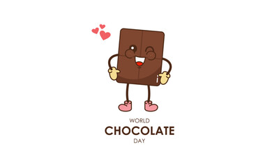Cute cartoon of chocolate blocks say happy world chocolate day