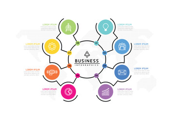 Obraz premium Circular Connection Steps business Infographic Template with 8 Element