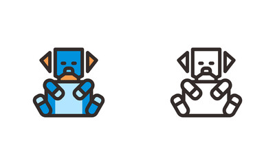 illustration vector graphic logo designs. mascot, character combination robot and dog, blue orange