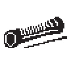 Fototapeta premium Pixel art Reco-reco icon. This is a scraper of African origin used as a percussion instrument in the sport called capoeira. Vector illustration isolated on white background.