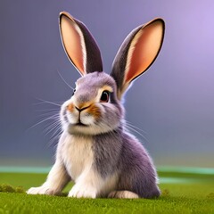 A beautiful bunny with big ears awaits the arrival of Easter. generated Ai