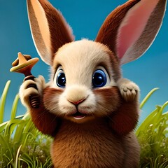 A beautiful brown bunny waits for the arrival of Easter. generated Ai