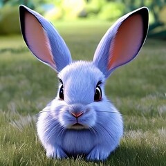 A beautiful little gray bunny waits for the arrival of Easter. generated Ai