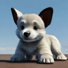 A black fluffy Siberian Husky. generated Ai