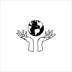 vector illustration of hand with globe