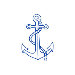 vector illustration of anchor with rope
