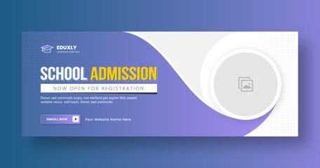 Study abroad banner template. School admission web banner template or Social media post cover banner template. Back to school banner template. Online education banner. e-learning banner design.