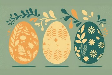 Minimalistic dyed easter eggs illustration