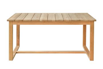 dining table made of natural finishing teak wood with a white background