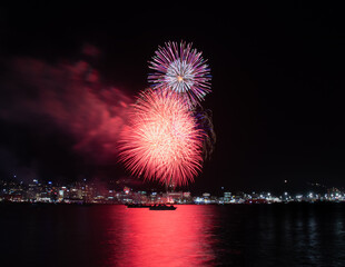 Fireworks over the sea