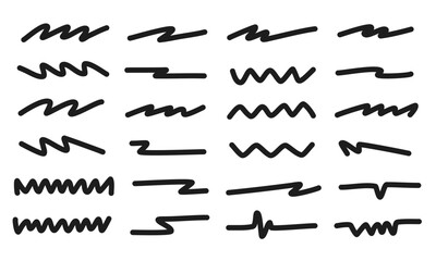 中太線で描かれたギザギザの装飾線のセット