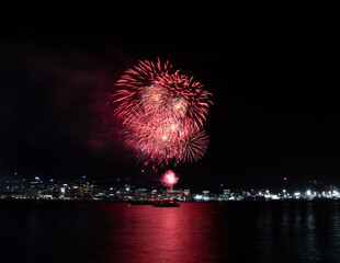 Fireworks over the sea