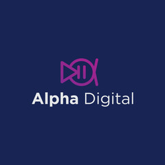 Fototapeta na wymiar Alfa digital logo design vector