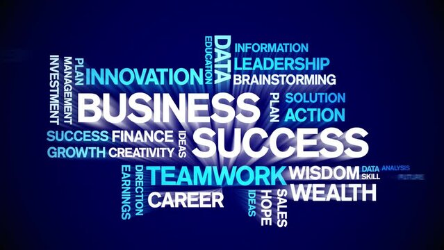 4k Business Success Animated Tag Word Cloud;Text Design Animation typography seamless loop.