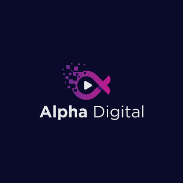 Alfa digital logo design vector file