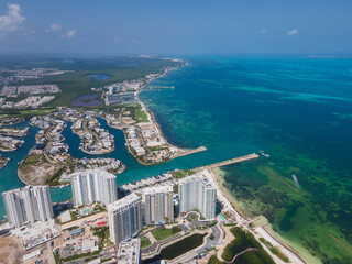 Aerial view of Puerto Cancun, Mexico