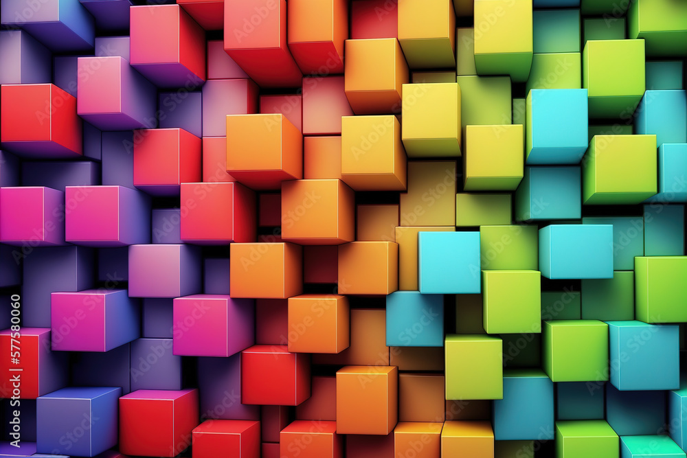 Aufkleber abstract background of cube blocks wall stacking design for cubic wallpaper background . admirable g