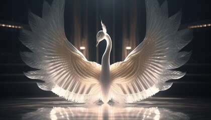 graceful swan dancer digital art illustration, Generative AI