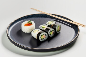 sushi with chopsticks