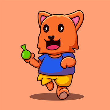 Illustration of a cute cat about to throw a balloon filled with water, Cute Cat Celebrating Holy Festival Vector Illustration Cat Mascot Cartoon Character