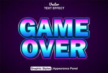 Game over text effect with graphic style and editable.