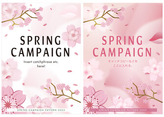 Fototapeta na wymiar 春のキャンペーン８　spring campaign　4月　flyer 　poster　cherry blossoms