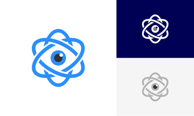 eye atom, vision atom logo icon design vector