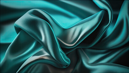 Fototapeta premium Velvet Satin Silk Cloth Blue. Generative AI.