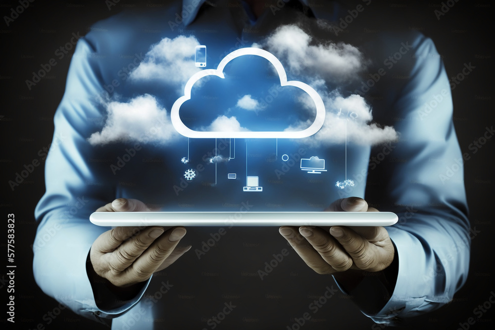 Poster cloud computing concept, generative ai