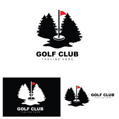Golf Ball Logo, Vector Stick Golf. Outdoor Sports Game, Discipline Design, Icon Template