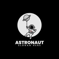 Vector Logo Illustration Astronaut Mascot Cartoon Style.