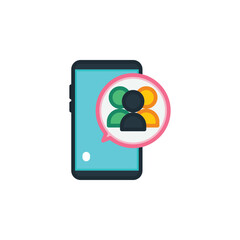 Phone, cellphone smartphone with group flat icons. Vector illustration. Isolated icon suitable for web, infographics, interface and apps.