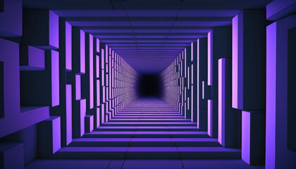 Violet Squared Infinite Tunnel. Generative AI.